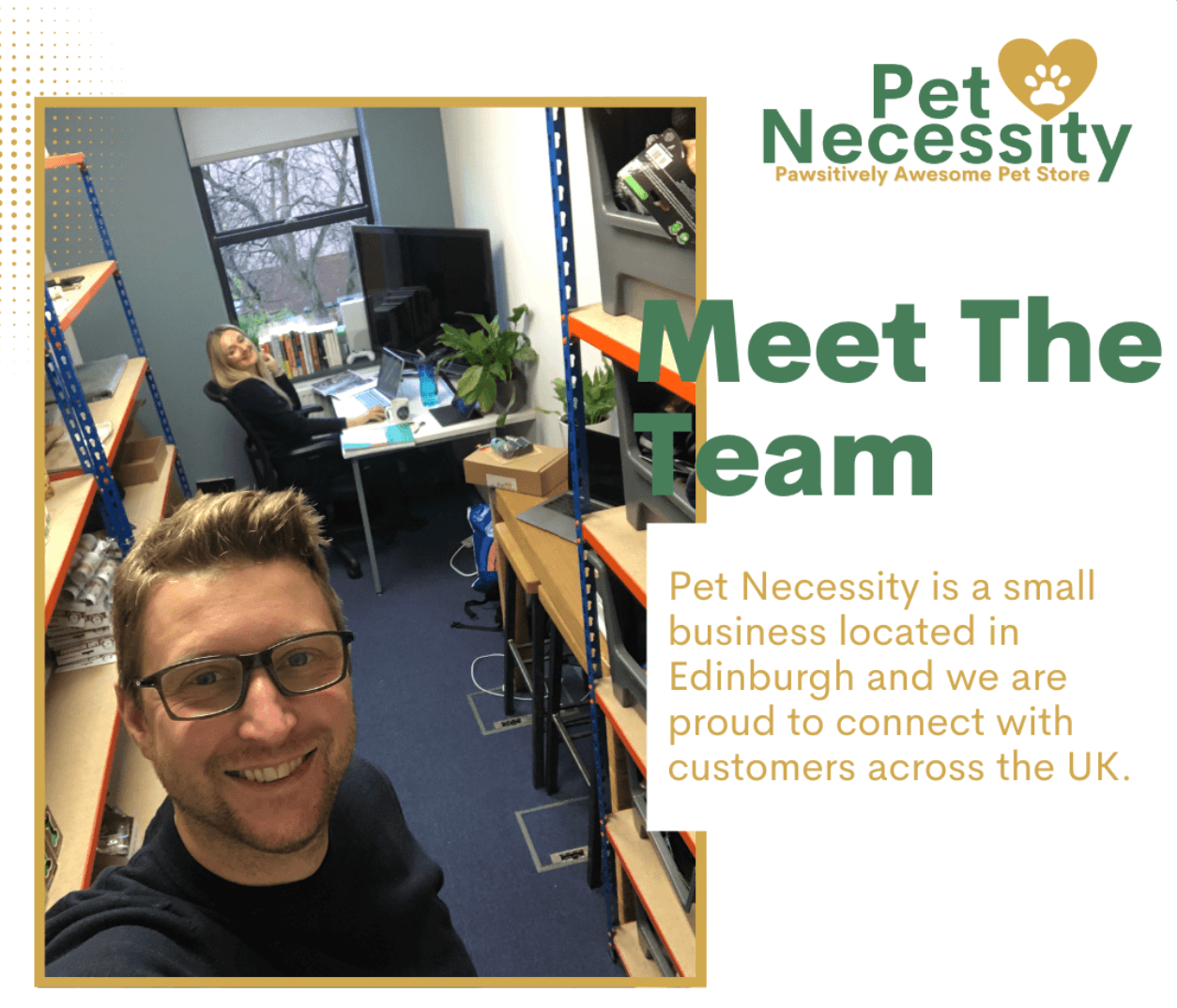 Nick and Charlotte in Pet Necessity's first office